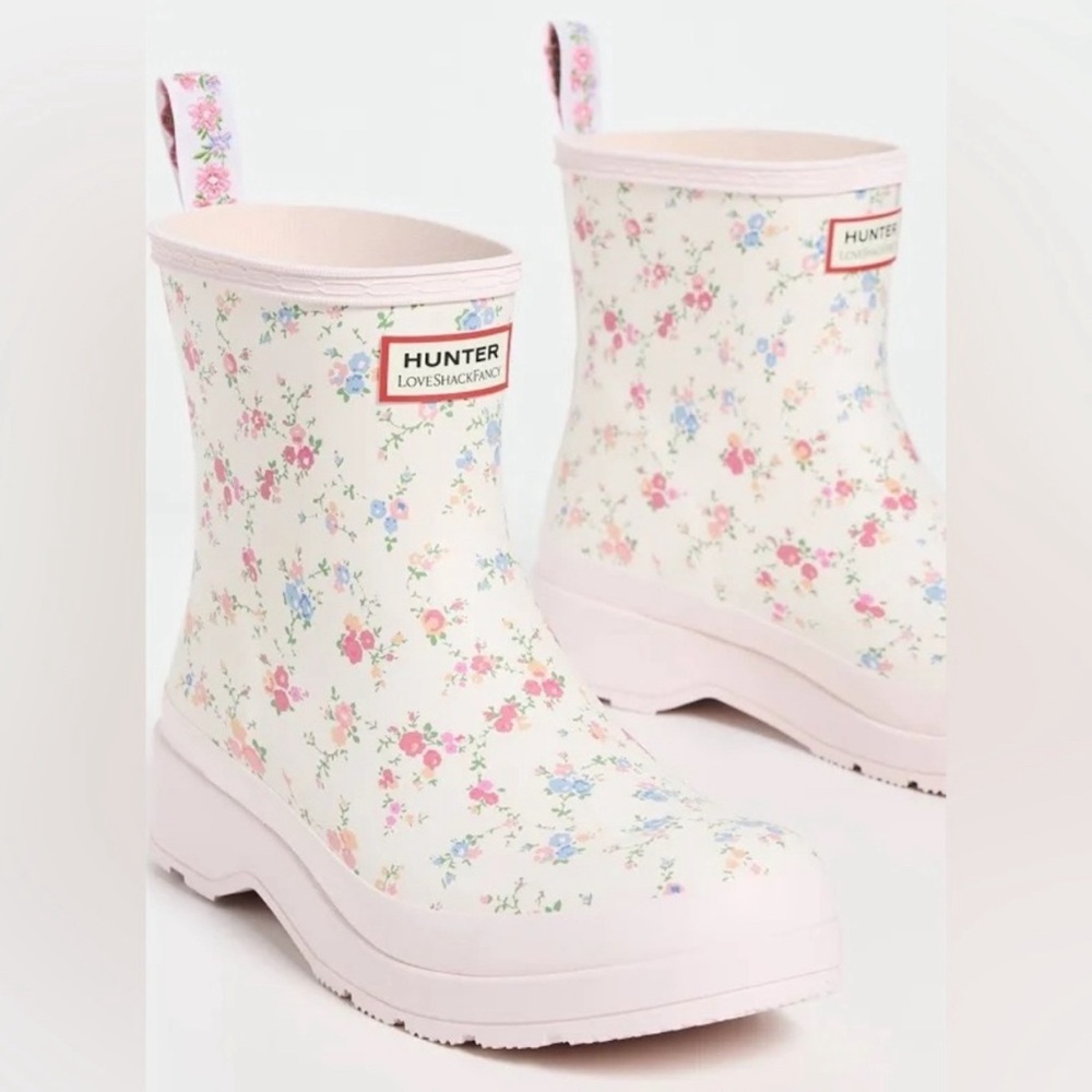 Hunter X Loveshackfancy Play Short Sunrise Patchwork Confetti Bloom Rain Boots!